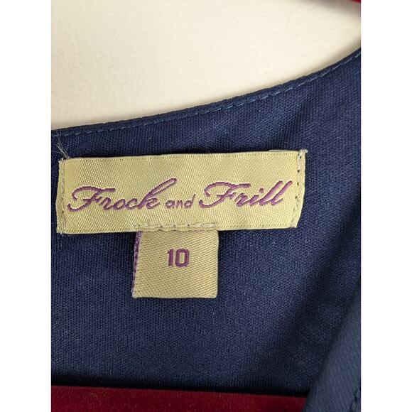 Frick And Frill Navy Floral Embroidered Sheer‎ Lace Maxi Dress Sz 10 - Picture 6 of 14